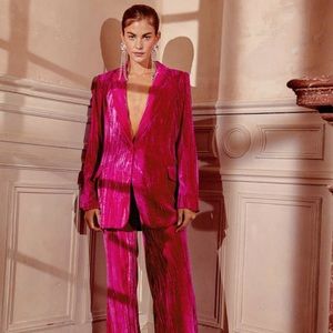 Nasty Gal Fuschia Velvet Blazer